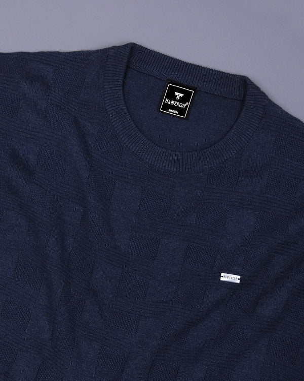 Aristo NavyBlue Knitted Melange Cotton T-Shirt