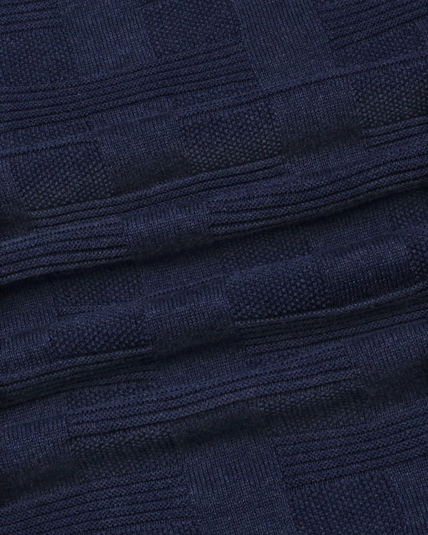 Aristo NavyBlue Knitted Melange Cotton T-Shirt