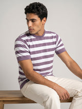 Onion Peel Hexagon Pattern Knitted Cotton T-Shirt