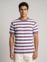 Onion Peel Hexagon Pattern Knitted Cotton T-Shirt