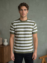 Pistachio Green Hexagon Pattern Knitted Cotton T-Shirt