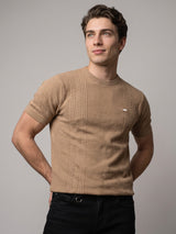 Dragon Camel Cream Knitted Cotton T-Shirt