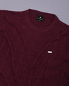 Vertex Beet Maroon Knitted Melange Cotton T-Shirt
