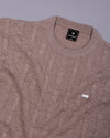 Vertex Coco Cream Knitted Melange Cotton T-Shirt