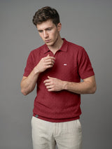 Kernel Carrot Red Knitted Cotton Polo T-Shirt