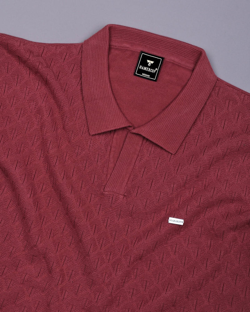 Kernel Carrot Red Knitted Cotton Polo T-Shirt