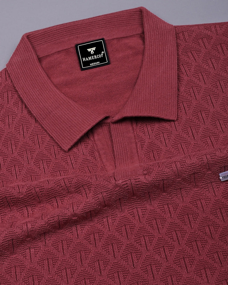 Kernel Carrot Red Knitted Cotton Polo T-Shirt