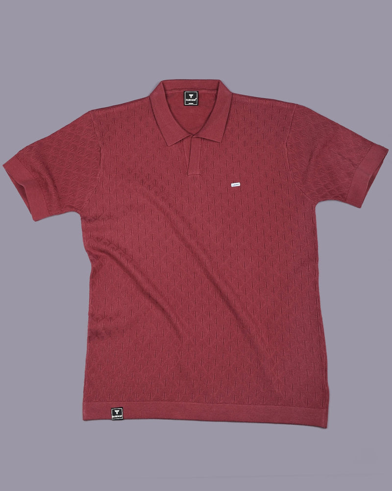 Kernel Carrot Red Knitted Cotton Polo T-Shirt