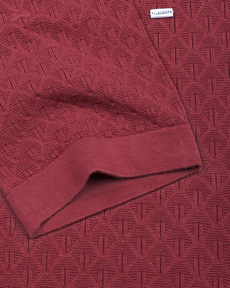 Kernel Carrot Red Knitted Cotton Polo T-Shirt