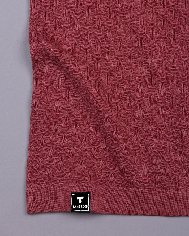 Kernel Carrot Red Knitted Cotton Polo T-Shirt