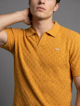 Kernel Turmeric Yellow Knitted Cotton Polo T-Shirt
