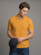 Kernel Turmeric Yellow Knitted Cotton Polo T-Shirt
