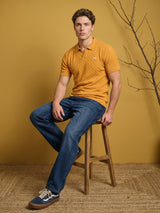 Kernel Turmeric Yellow Knitted Cotton Polo T-Shirt