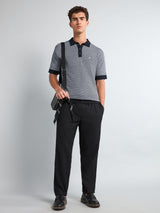 Formin Black Knitted Cotton Polo T-Shirt