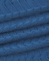 Eclipse Blue Knitted Cotton Zipper Polo T-Shirt