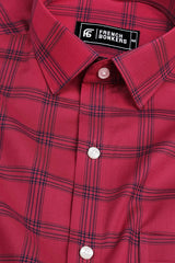 Carrot red with navy blue box check shirt