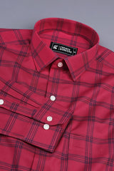 Carrot red with navy blue box check shirt