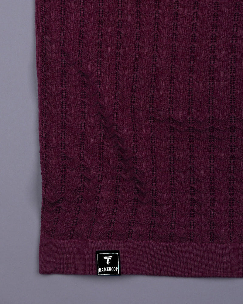 Ozone Maroon Knitted Cotton Polo T-Shirt