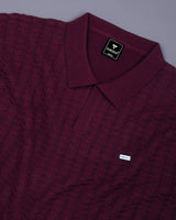 Ozone Maroon Knitted Cotton Polo T-Shirt