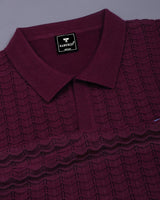 Ozone Maroon Knitted Cotton Polo T-Shirt