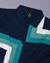 Kelvin Blue Knitted Cotton Zipper Polo Designer T-Shirt