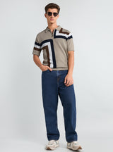 Kelvin Cream Knitted Cotton Zipper Polo Designer T-Shirt