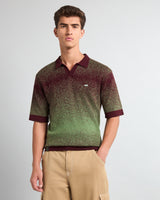 Green Sprinkle With Maroon Knitted Cotton Polo T-Shirt