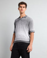 Gray Sprinkle With White Knitted Cotton Polo T-Shirt