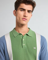 Vision Green With Blue Knitted Cotton Designer Polo T-Shirt