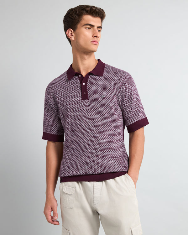 Formin Wine Purple Knitted Cotton Polo T-Shirt