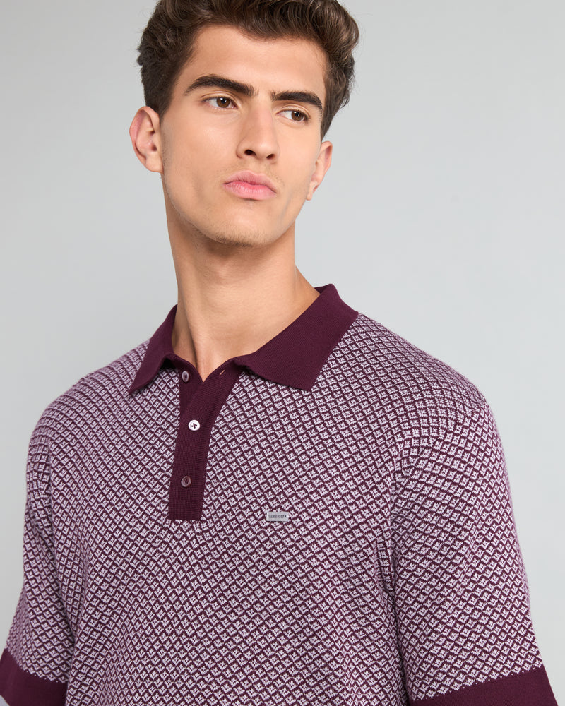 Formin Wine Purple Knitted Cotton Polo T-Shirt