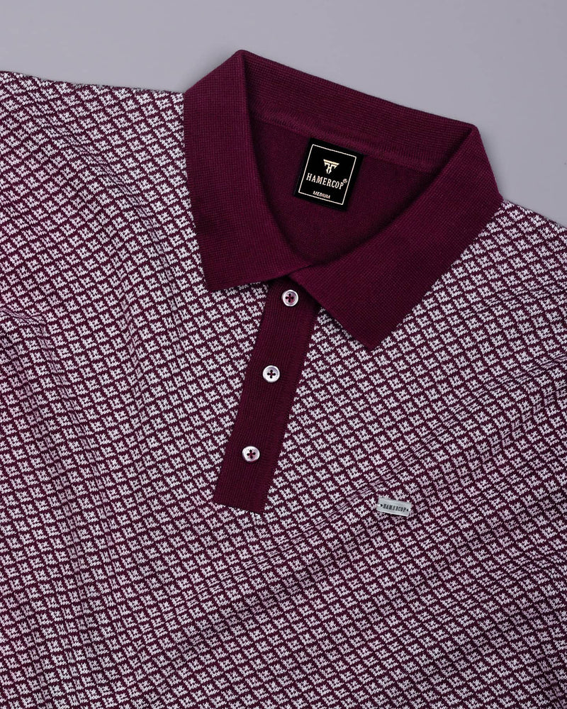 Formin Wine Purple Knitted Cotton Polo T-Shirt