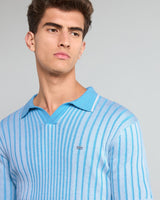 Febal SkyBlue Knitted Cotton Polo T-Shirt
