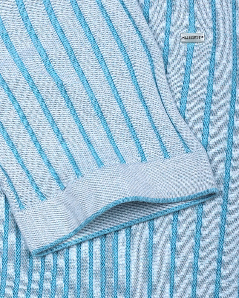 Febal SkyBlue Knitted Cotton Polo T-Shirt