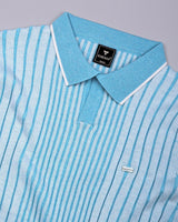 Febal SkyBlue Knitted Cotton Polo T-Shirt