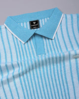 Febal SkyBlue Knitted Cotton Polo T-Shirt