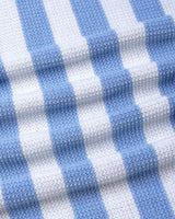 Prime Blue With White Knitted Cotton Polo T-Shirt