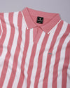 Prime Salmon Peach With White Knitted Cotton Polo T-Shirt