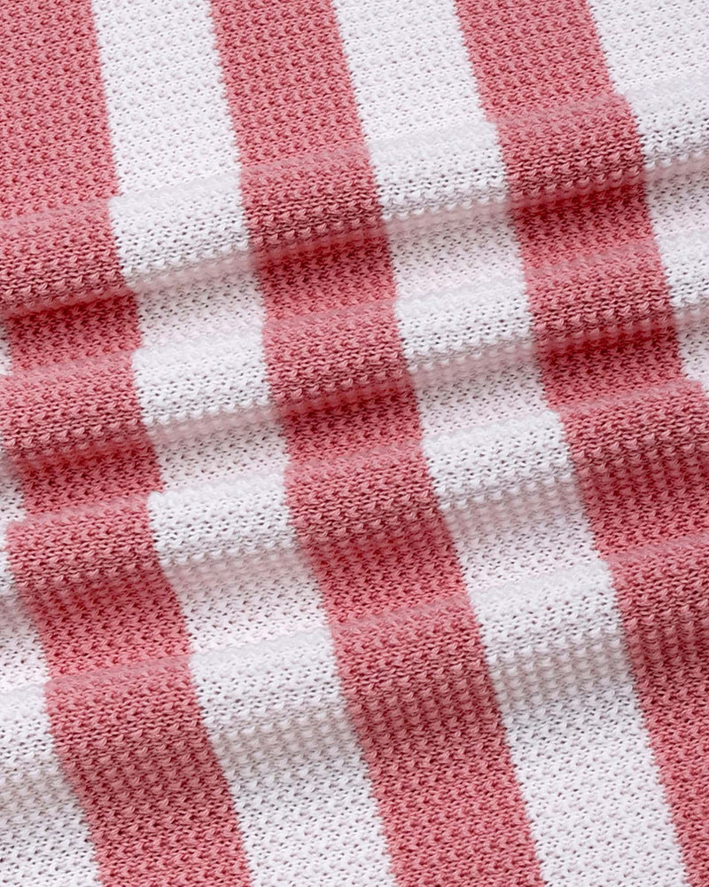 Prime Salmon Peach With White Knitted Cotton Polo T-Shirt