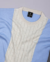 Formora Cream With Blue Knitted Cotton T-Shirt