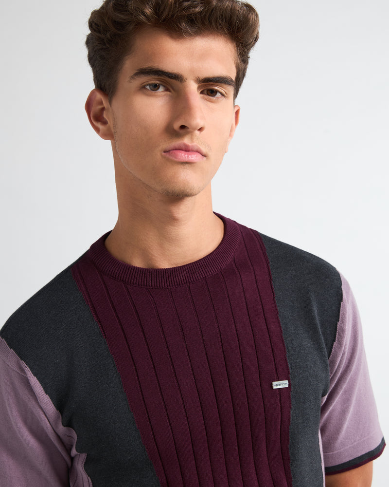 Formora Wine With Gray Knitted Cotton T-Shirt