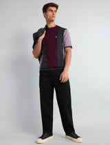Formora Wine With Gray Knitted Cotton T-Shirt