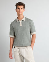 Loomiza Cream With Green Knitted Cotton Polo T-Shirt