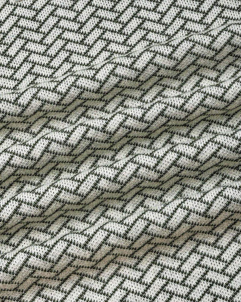 Loomiza Cream With Green Knitted Cotton Polo T-Shirt