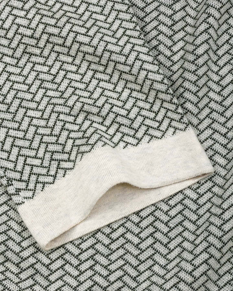 Loomiza Cream With Green Knitted Cotton Polo T-Shirt