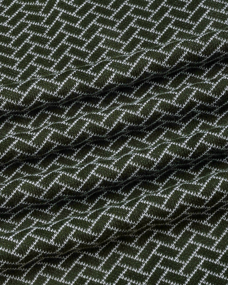 Loomiza Green with White Knitted Cotton Polo T-Shirt