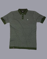 Loomiza Green with White Knitted Cotton Polo T-Shirt