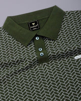 Loomiza Green with White Knitted Cotton Polo T-Shirt