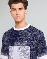 Bloom Navyblue With White Knitted Cotton T-Shirt