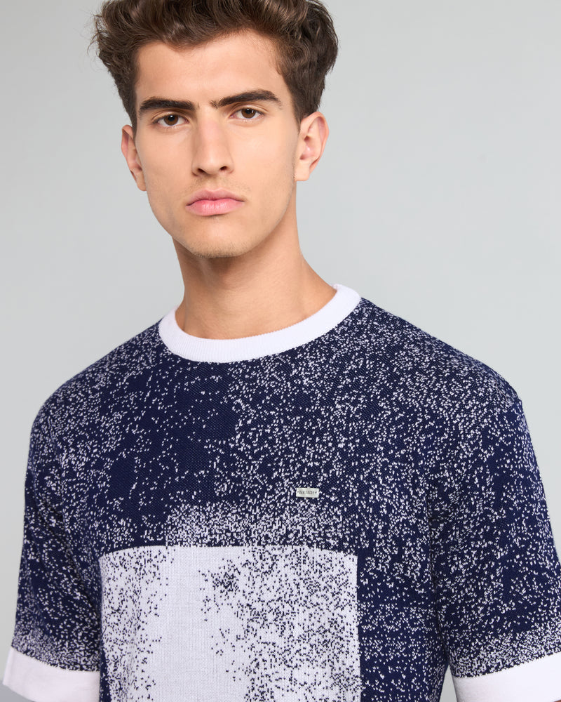 Bloom Navyblue With White Knitted Cotton T-Shirt
